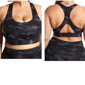 Athleta Ultimate Bra D-DD+ Black and Gray Camo Racerback Sports Bra Size 3X